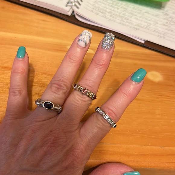 Estate Sterling silve or Judith Ripka natural Iolite cable band ring size 6 3/4 - Picture 7 of 8